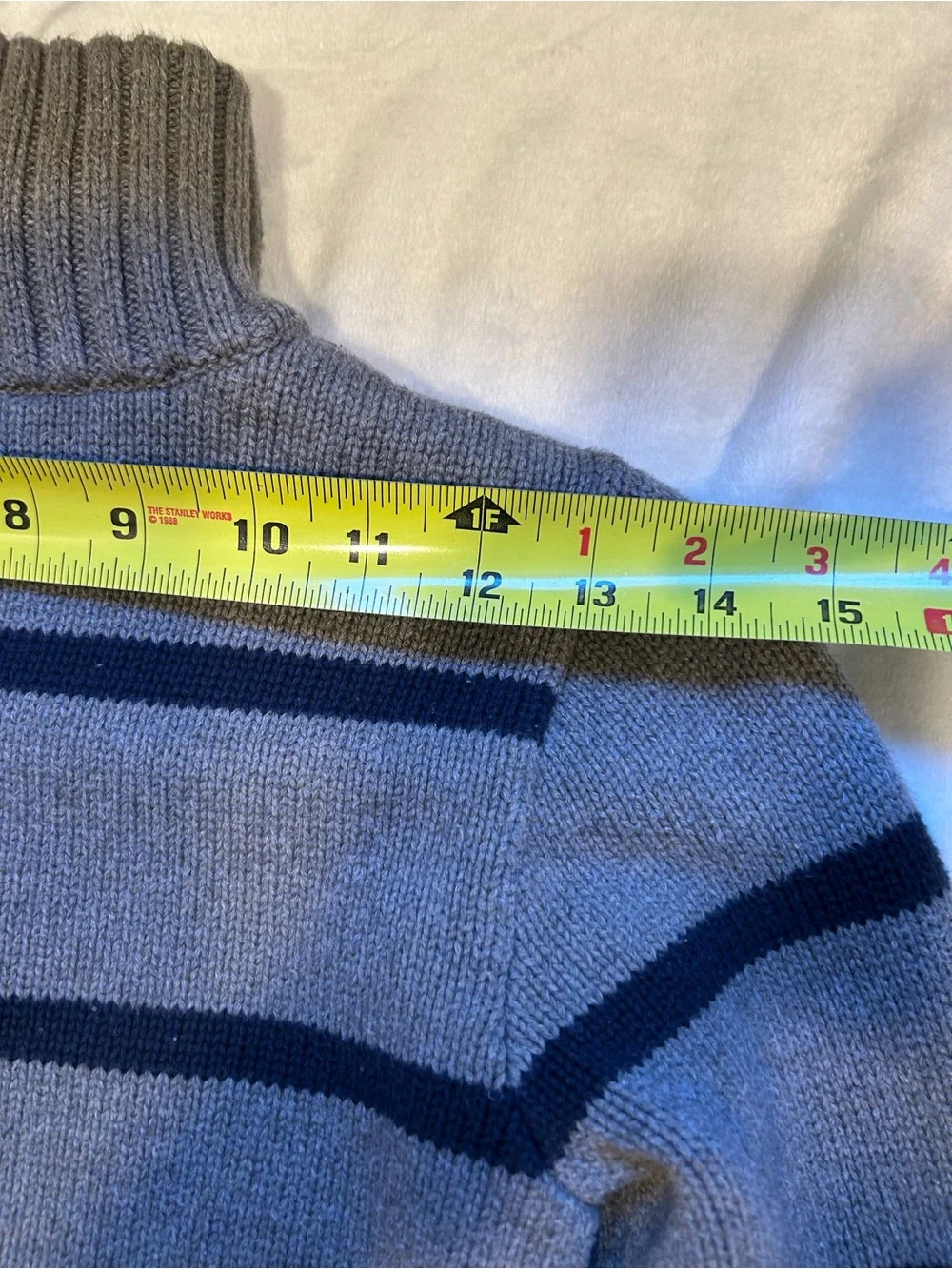 Polo Ralph Lauren Boys L 14-16 Gray Navy Striped Quarter Zip Sweater